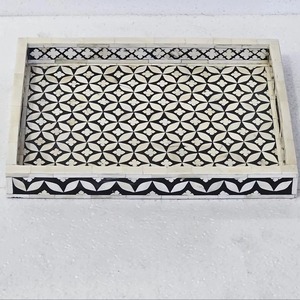 Plateau décoratif en os incrusté, fabriqué à la main par des artisans, plateau de luxe pour table basse, ottoman et coiffeuse, en vente directe d'usine - Product Image 6