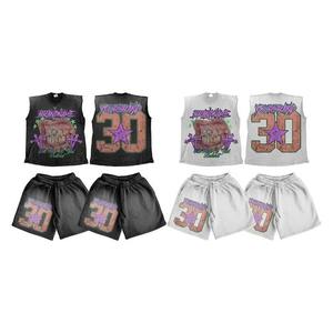 Conjunto de Camiseta y Pantalones Cortos de Verano para Hombre, Corte Cuadrado, 100% Algodón, con Impresión de Logotipo Personalizado de Calidad Premium - Product Image 1