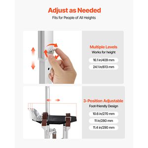Pali per Cartongesso Regolabili in Alluminio 16.1-24.1 Pollici, Capacità 103 Kg, Piedini in Gomma Antiscivolo, Doppia Molla Ammortizzante - Product Image 4