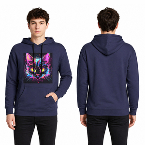 Sudadera con Capucha Personalizada para Hombre, Diseño Gráfico de Gato Neón, Sudadera con Capucha Informal de Algodón para Ropa Urbana - Product Image 1