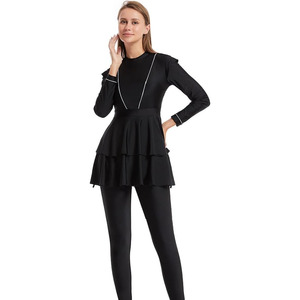 Wholesale Professional New Arrival Women <b>Modest</b> 2 Piece <b>Set</b> Crystal Front Islamic Burkinis Summer Wear High High Cut Print - Product Image 3