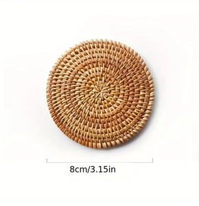 Sous-verre en rotin tressé fait main, motif floral classique, naturel, résistant à la chaleur, très demandé - Product Image 4