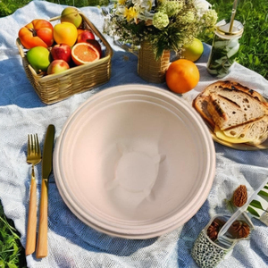 Contenedor Redondo de Bagazo Biodegradable Desechable de 750ml con Tapa para Viajes y Bodas - Product Image 6