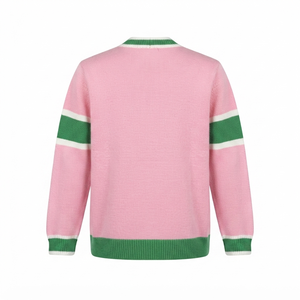New Sorority V Neck Pink Green Cardigan Embroidery Logo Womens Full Sleeve Knit Sweater Greek Apparel <b>Custom</b> Fraternity Quick - Product Image 5