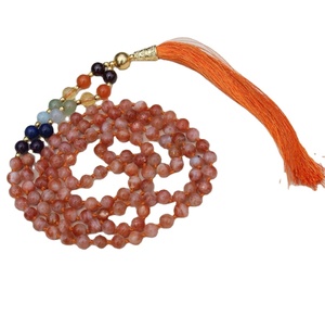 Premium 7 Chakra Sunstone Yoga Bijoux 108 Noué Mala Perles À La Main Artiste Indien Diamant Gland Cadeau Religieux pour Les Fêtes - Product Image 4