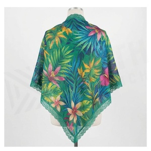 Chal de Chifón con Estampado Tropical para Mujer, Bufanda Larga Informal para el Verano, Accesorio de Moda Multifuncional - Product Image 2