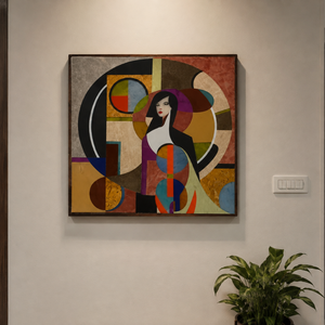 Impression numérique acrylique artisanale, portrait abstrait de femme, art mural, cadre personnalisé de luxe, panneau décoratif - Product Image 2