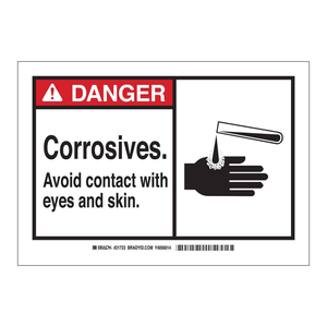 Panneau d'avertissement Brady pour produits corrosifs - Éviter le contact avec les yeux et la peau pour les laboratoires - Panneau de signalisation imprimé UV - Product Image 2