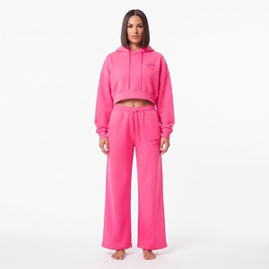 Hawk Eye Women's <b>Pink</b> Fleece Hoodie And Wide Leg Jogger <b>Set</b> Casual Two Piece <b>Tracksuit</b> Full Sleeve Loose Fit All Seasons - Product Image 5