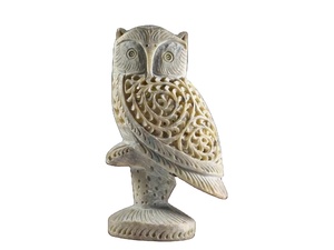 Soapstone Owl Statue – Handcarved Natural Stone Animal <b>Figurine</b> for Home, Office, <b>Garden</b>, Gift, and Decorative Display - Product Image 2