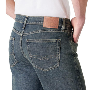 Jeans en denim décontractés pour hommes, coupe classique, bleu, taille mi-haute, pour le travail et les sorties du week-end - Product Image 5