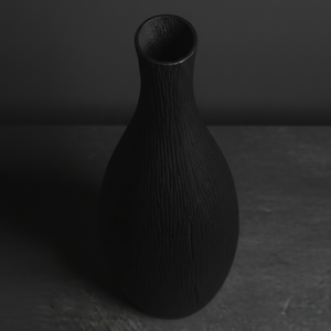 Magnifique vase à fleurs en métal noir texturé, avec un motif ressemblant à une écorce et une silhouette élancée et élégante pour la décoration intérieure moderne. - Product Image 3
