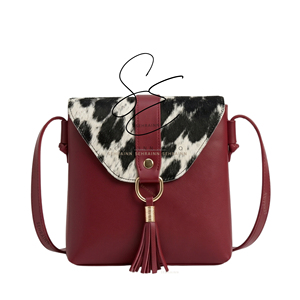 Fashion Stylish Western Cowhide Crossbody <b>Sling</b> Bag Hair On Hide Genuine Leather Tassel Purse Boho Cowgirl Mini <b>Shoulder</b> Handbag - Product Image 2