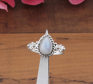 925 Sterling <b>Silver</b> Bezel Setting Rainbow Brilliant Cut Handmade Classic Boho Dainty <b>Solitaire</b> Gemstone <b>Ring</b> Wedding Party - Product Image 4