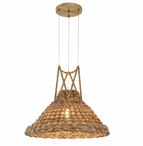 Luminaire suspendu en rotin tissé moderne KOTTRAVAI, forme de cône naturelle, luminaire de plafond - Product Image 5