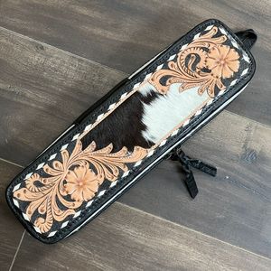 Étui pour fer à friser en cuir véritable fait main, sac de rangement pour outils capillaires en cuir de vachette repoussé, pochette de voyage résistante à la chaleur pour salon - Product Image 2