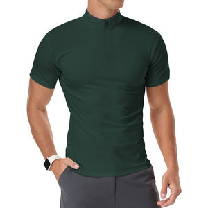 Camiseta ligera de algodón con cremallera de un cuarto, camisa informal profesional para negocios, diseño de cuello tipo jersey, camiseta de secado rápido para hombre - Product Image 6