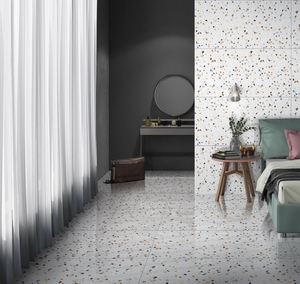 Premium Retro Tarrazo Fini Poli Carreaux De Porcelaine 600X1200X9mm-Craft Blanc pour Murs Intérieurs Moderne Classique Firebrick - Product Image 1