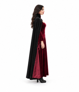 Costume d'Halloween, robe de sorcière à manches longues, imprimé crâne, robe de fête d'horreur, robe de carnaval pour femmes adultes, cosplay, masque - Product Image 3