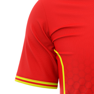 Custom Sublimated Soccer Jersey <b>Men</b> Red Yellow Geometric Pattern Crew Neck Short Sleeve Moisture Wicking Regular Fit Lightweight - Product Image 5