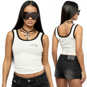 Camisetas sin mangas para mujer Perfect Industry 2026, personalizadas, 100% algodón, 220-240GSM, ropa femenina, estampado de letras, camiseta sin mangas con contraste de color. - Product Image 1