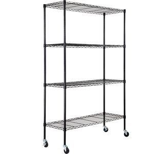 Scaffale Metallico Regolabile a 4 Ripiani per Carichi Pesanti, Capacità 317 kg, con Ruote per Cucina e Garage - Product Image 1