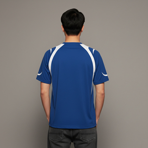 T-shirt en coton tricoté noir à motif personnalisé, coupe classique, 100 % coton, haute qualité, col en V, manches courtes, pour homme, vente en gros - Product Image 2