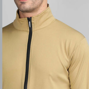 Survêtement Homme Personnalisé Moutarde Entièrement Zippé à Manches Longues Décontracté pour l'Automne avec Poches Latérales Coupe Droite Couleur Unie - Product Image 6