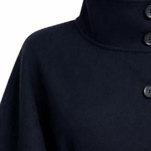 Jack and Jill <b>Women</b>’s <b>Cape</b> Trench <b>Coat</b> Stand Collar Button Front Belted Waist Elegant Long Outerwear Stylish Casual Formal - Product Image 4