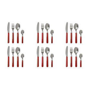Set di posate Excelsa 24 pezzi in acciaio con manico rosso, stile moderno - Product Image 2