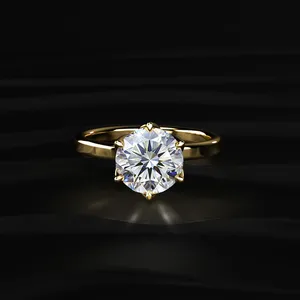 VVS-VS Clarity IGI Certified Round CVD Solitaire Engagement <b>Ring</b> With Floral Prong Handcrafted Diamond <b>Ring</b> From <b>Indian</b> Supplier - Product Image 1