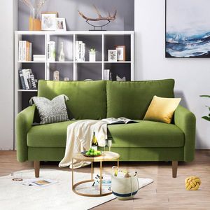 56.3\" Round Arm Velvet Apartment Loveseat for Living Room Sofas - Product Image 2