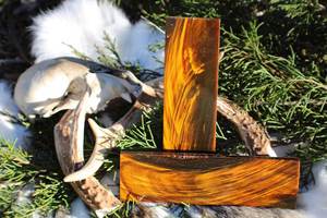 Plaques de corne de buffle teintée jaune miel pour manche de couteau, matériau exotique - Product Image 4