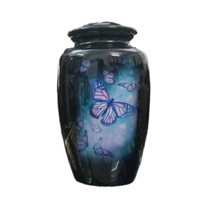 Urne funéraire en aluminium mat faite à la main, design imprimé personnalisé, style zen asiatique moderne, capacité de 1 à 2 L, cendres humaines - Product Image 1