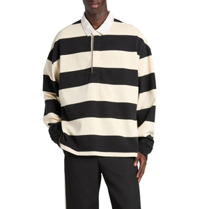 Polo de Manga Larga a Rayas para Hombre, Cuello con Botones, Estilo Casual, Tejido, para Otoño - Product Image 2