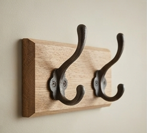 Premium Wooden Wall <b>Hook</b> Rack With 3 Metal <b>Hooks</b> Rustic Design For Clothing Storage Heavy-Duty Wall Mounted - Product Image 5