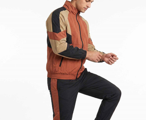 Premium Quality Men's <b>Vintage</b> Winter Windbreaker Jogger Set Quick Dry Lightweight Color Block Zip-Up Hoodie Pants <b>Tracksuit</b> - Product Image 5