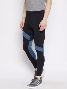 Legging de sport pour homme à taille mi-haute, uni, éco-responsable, à taille élastique, séchage rapide, pour le jogging et le fitness, longueur intégrale, compression thermique - Product Image 2