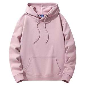 <b>Red</b> Men's Hooded Fleece Sweatshirt Regular Fit Solid Color Casual Pullover Hoodie Autumn Streetwear 100% Cotton Knitted - Product Image 5