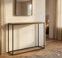 Table console moderne en bois PB avec pieds en métal noir, design minimaliste pour entrée, salon, meubles Lumetal Vietnam