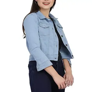 Veste en jean longue extensible pour femme, en coton, pour l'hiver, veste en jean camouflage tendance pour femme - Product Image 5