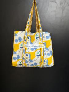 Solid Color Cotton Tote Bag with Quilted Decoration Handmade Bohemian <b>Nightlight</b> Feature Fashion Design All Seasons Reusable Bag - Product Image 4