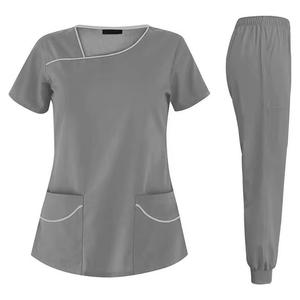 <b>Doctor</b> Women Scrub <b>Set</b> Short Sleeve Fashion Zipper Slim Design Nursing Uniform <b>Sets</b> Medical Dental Laboratory Apparels - Product Image 3