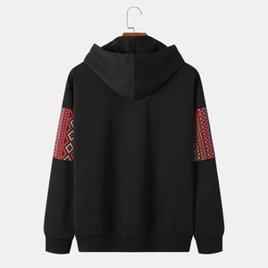 Sudadera con Capucha Negra para Hombre con Panel de Estampado Geométrico, Corte Regular, Informal, 2026 - Product Image 3