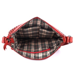 New Arrival Women's Genuine Leather Cross Body Bag Diamond Lattice Pattern Zipper Closure <b>Red</b> Daily Use <b>Handbag</b> From India - Product Image 3