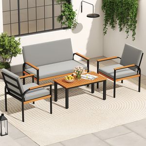 Set di mobili da giardino in 4 pezzi con tavolino e divanetto con cuscini rimovibili - Product Image 3