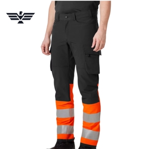 Premium <b>Black</b> High-Visibility Reflective Polyester Cargo <b>Work</b> <b>Pants</b> Men Multi-Pocket Industrial Safety Fluorescent Silk - Product Image 1