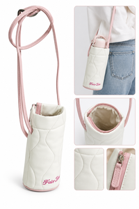 PU Leather Water Bottle Carrier <b>Bag</b> with Shoulder Strap - Product Image 3