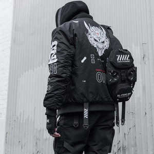 Blouson Bomber Cyberpunk Techwear pour Homme, Veste Coupe-Vent Tactique Cargo Streetwear Hip Hop Harajuku Urbain à Imprimé Graphique - Product Image 5