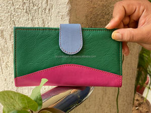 Nouveau véritable portefeuille en cuir recyclé fait à la main pour femmes portefeuille mince pliant en cuir pochette à pression sac à main en cuir véritable multi-sac à main portefeuille - Product Image 5